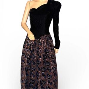 Vintage NWT Jessica McClintock Gunne Sax Velvet Brocade Maxi Dress Sz 7/8